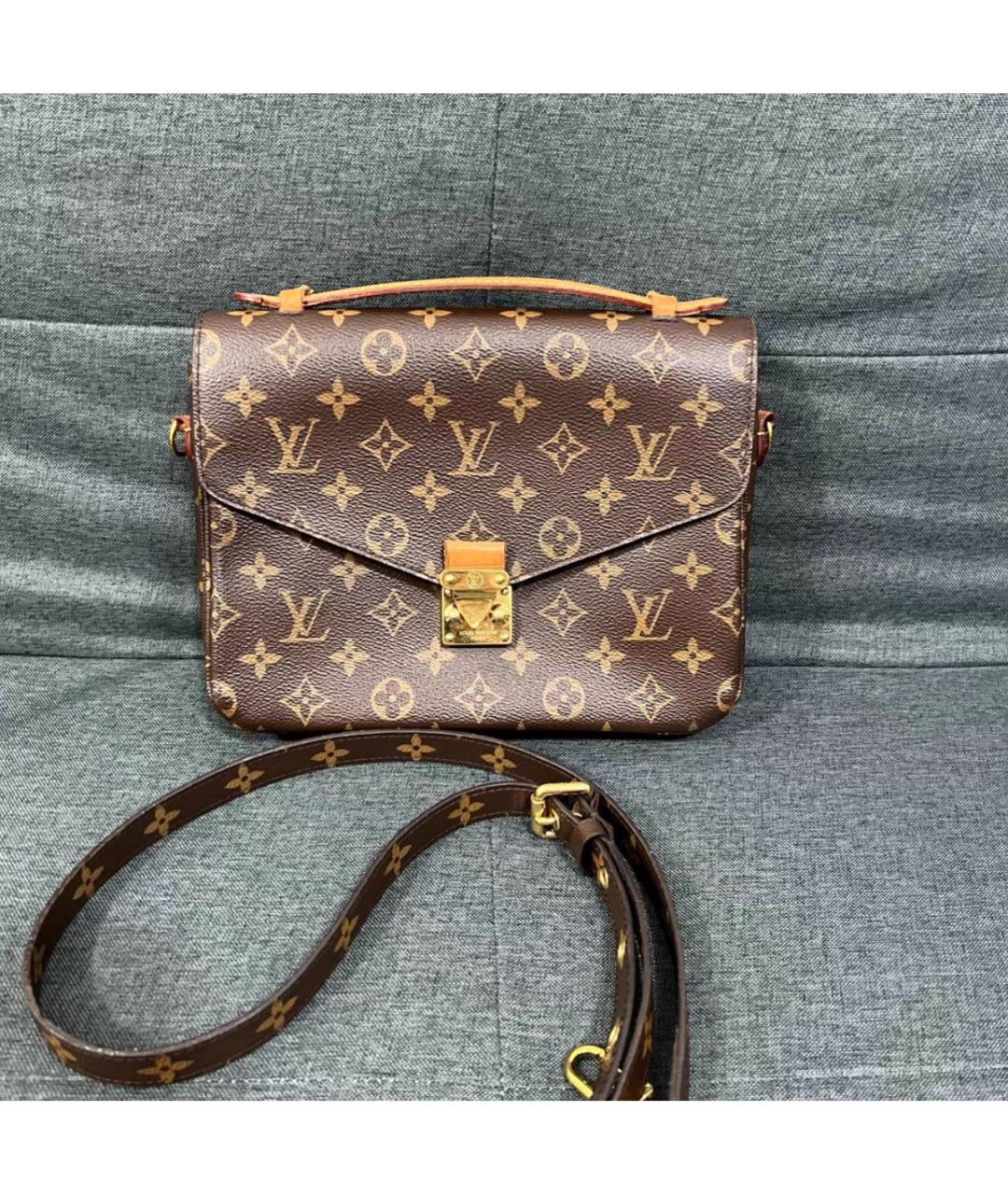 LOUIS VUITTON Коричневая кожаная сумка через плечо, фото 9
