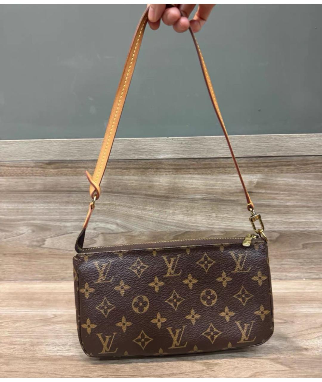 LOUIS VUITTON Коричневая кожаная сумка через плечо, фото 8