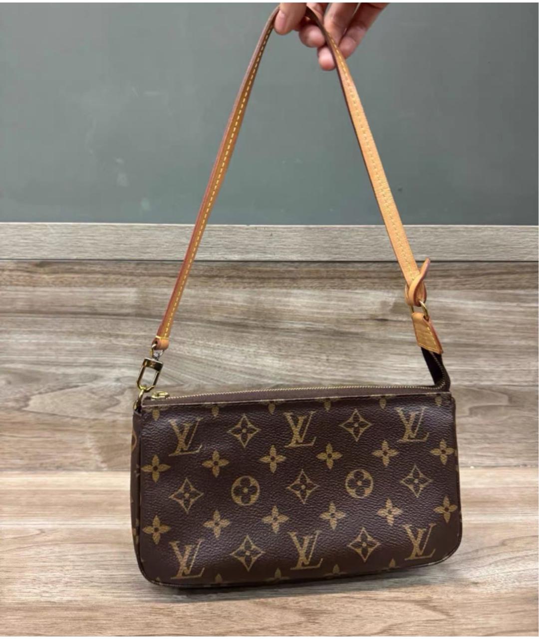 LOUIS VUITTON Коричневая кожаная сумка через плечо, фото 2