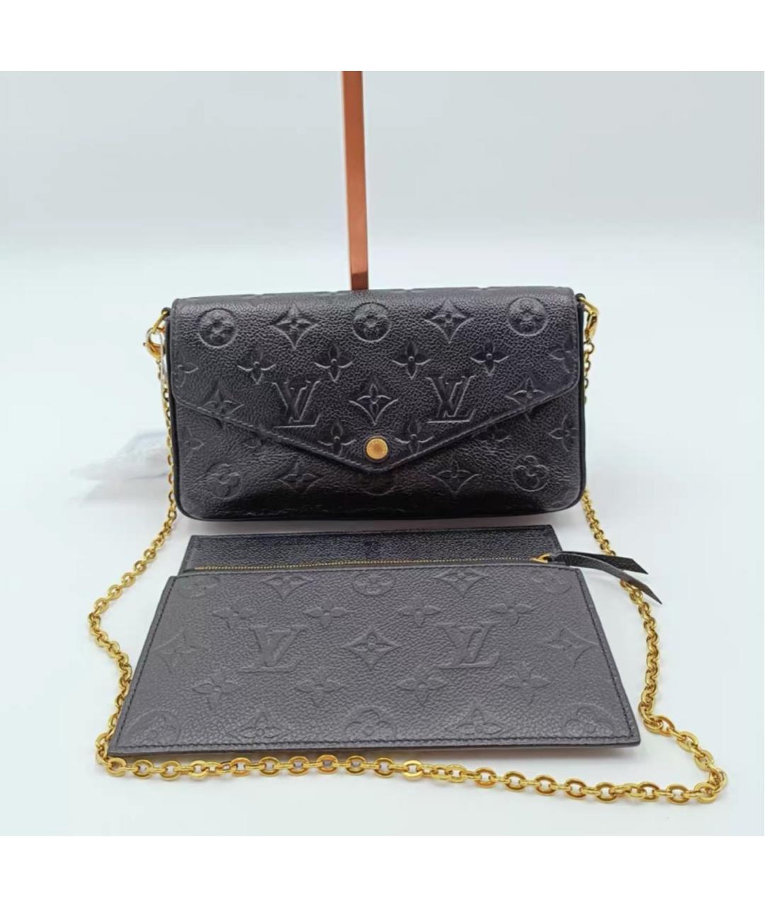 LOUIS VUITTON Черная кожаная сумка через плечо, фото 9