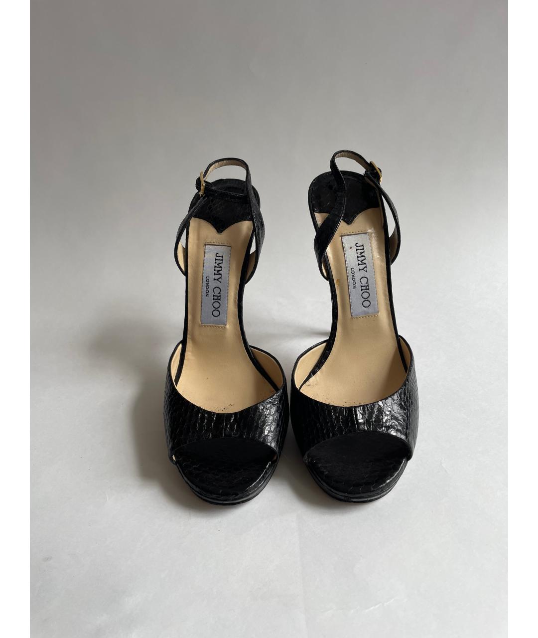 JIMMY CHOO Черные кожаные босоножки, фото 3