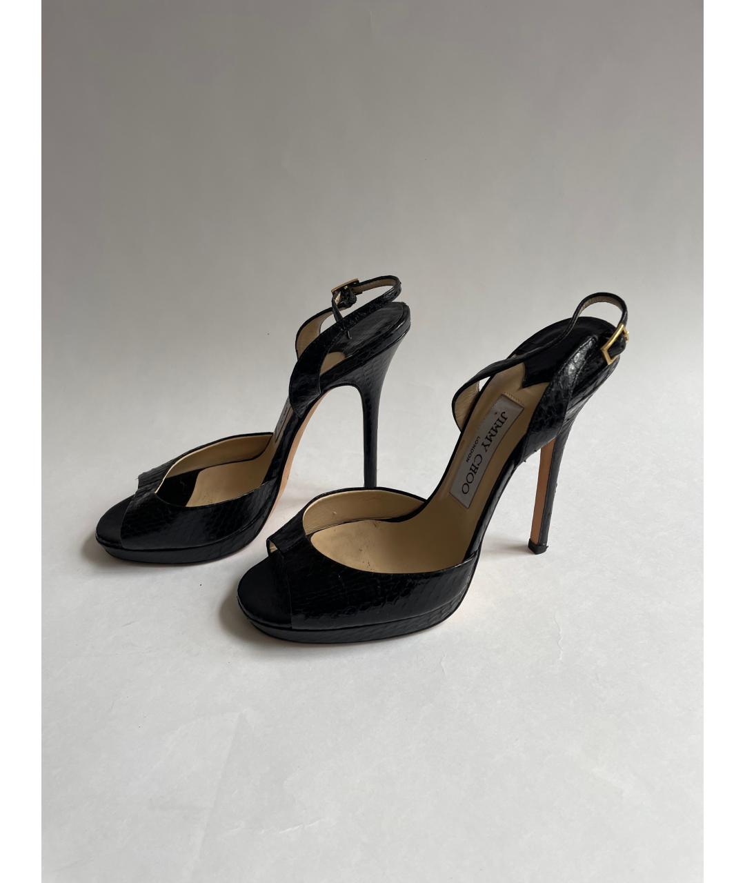 JIMMY CHOO Черные кожаные босоножки, фото 7