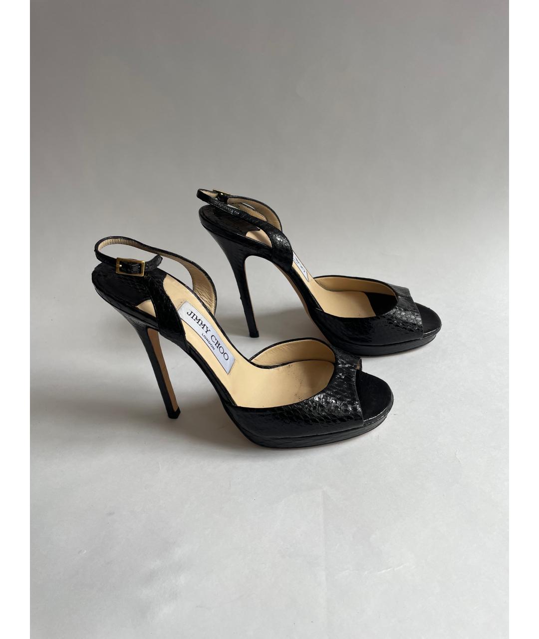 JIMMY CHOO Черные кожаные босоножки, фото 8