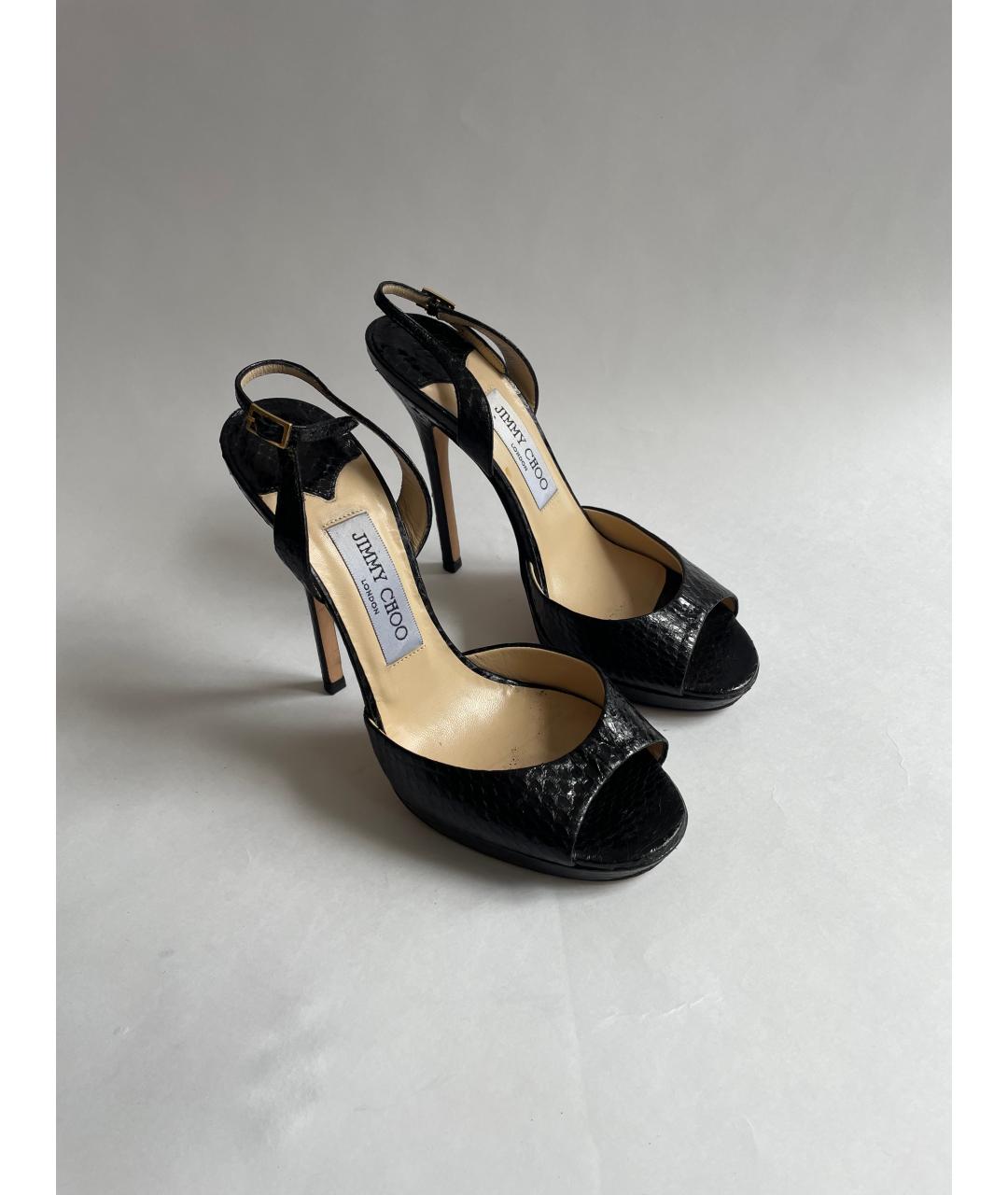 JIMMY CHOO Черные кожаные босоножки, фото 4