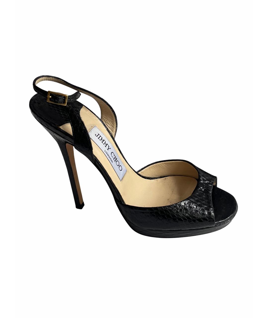 JIMMY CHOO Черные кожаные босоножки, фото 1