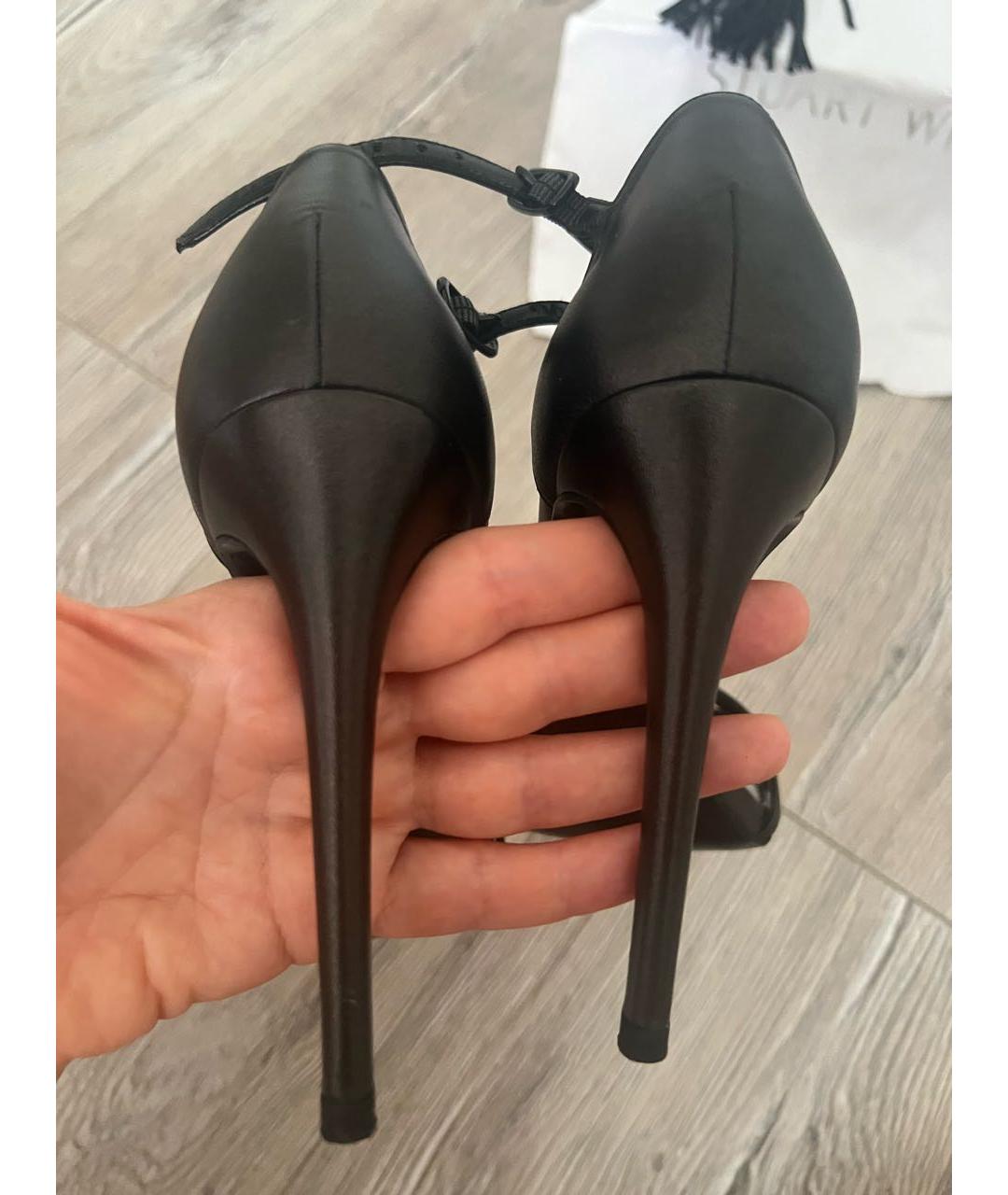 STUART WEITZMAN Черные кожаные босоножки, фото 6