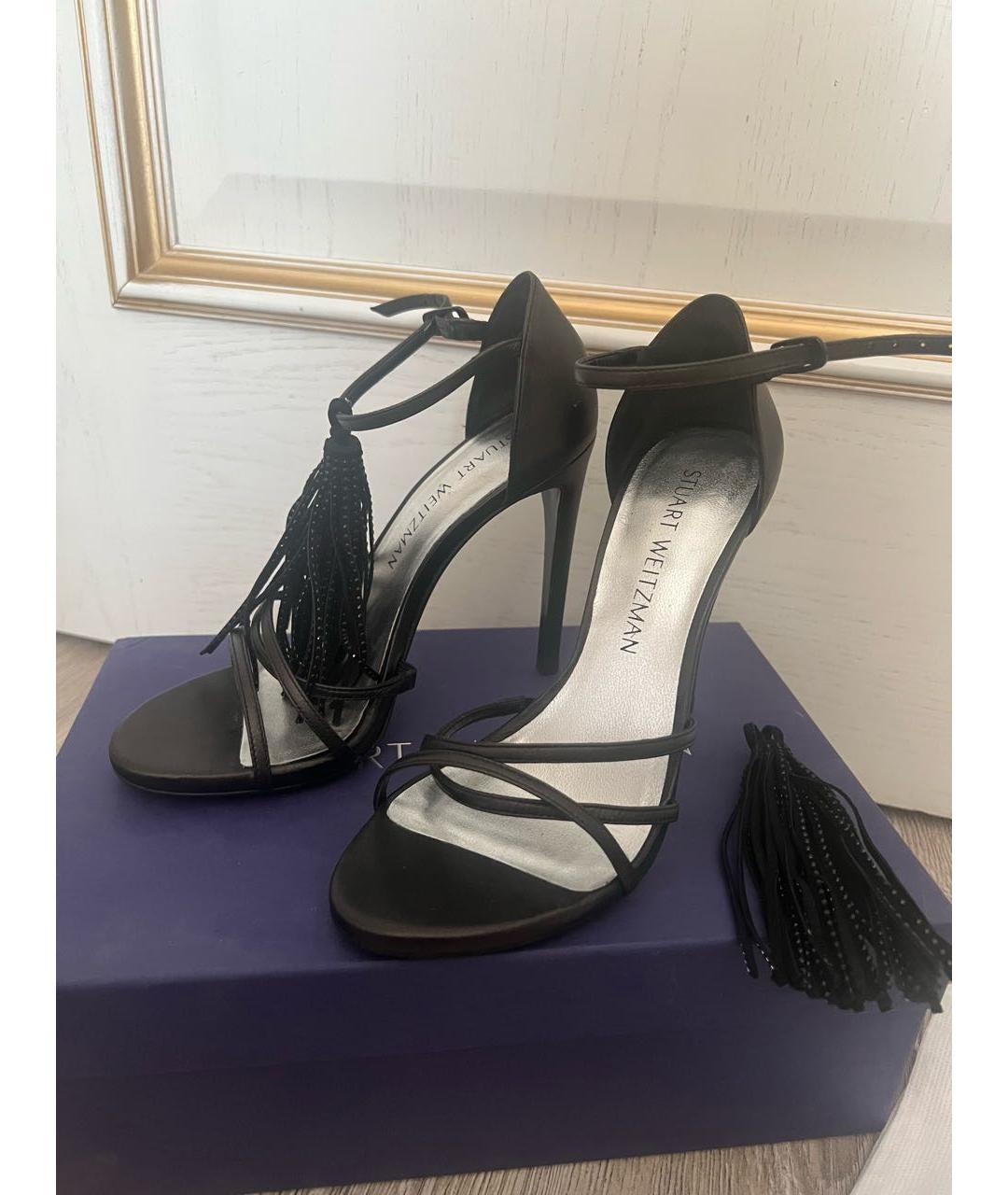 STUART WEITZMAN Черные кожаные босоножки, фото 7