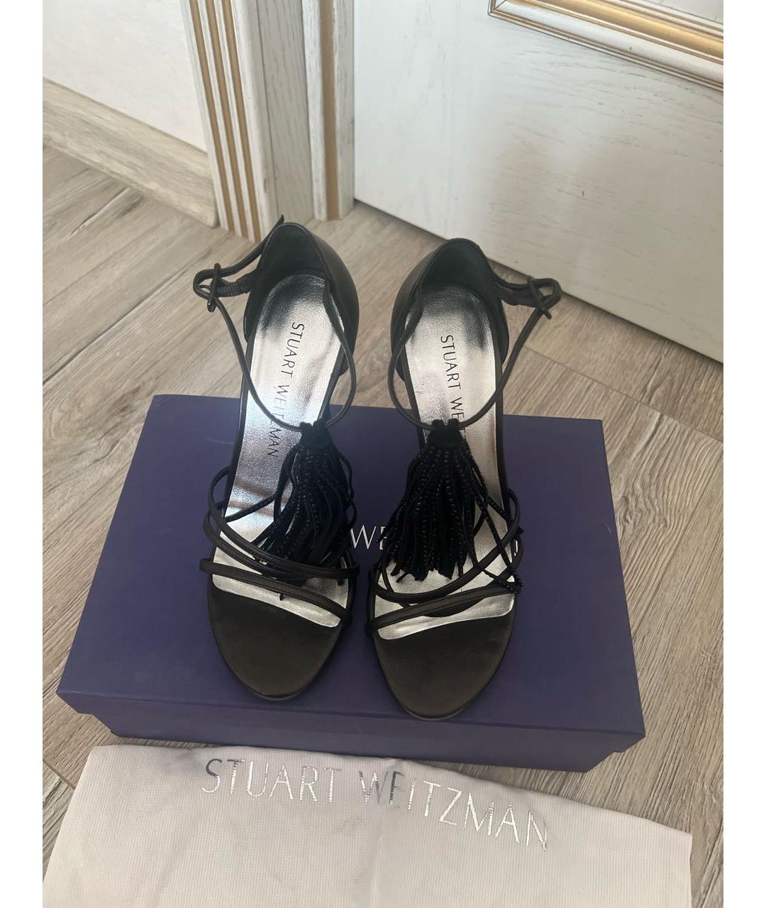 STUART WEITZMAN Черные кожаные босоножки, фото 2