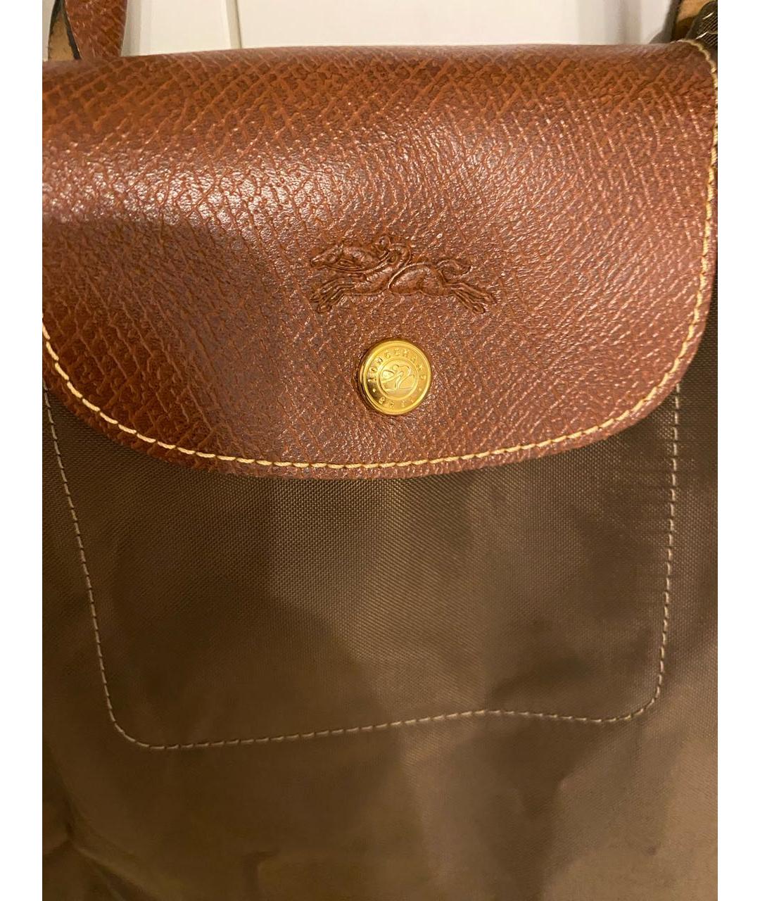 LONGCHAMP Коричневая тканевая сумка с короткими ручками, фото 3