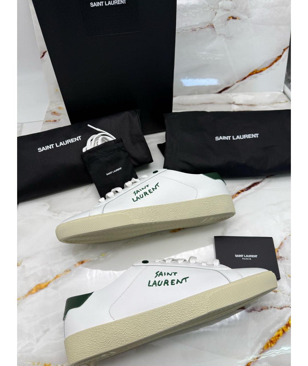SAINT LAURENT Белые кожаные низкие кроссовки / кеды, фото 5