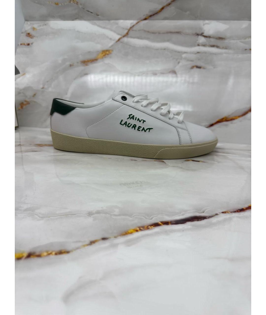 SAINT LAURENT Белые кожаные низкие кроссовки / кеды, фото 9