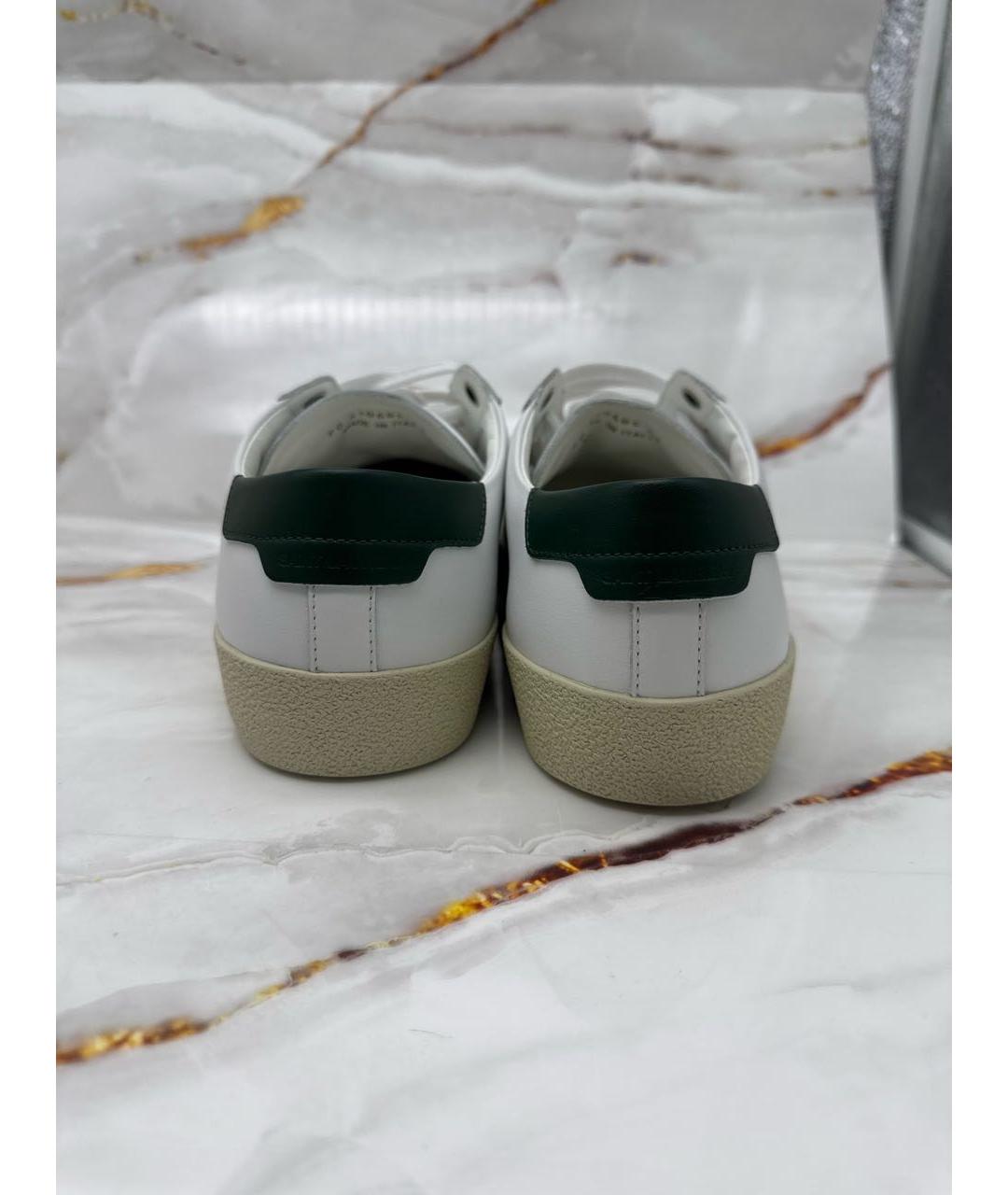 SAINT LAURENT Белые кожаные низкие кроссовки / кеды, фото 4