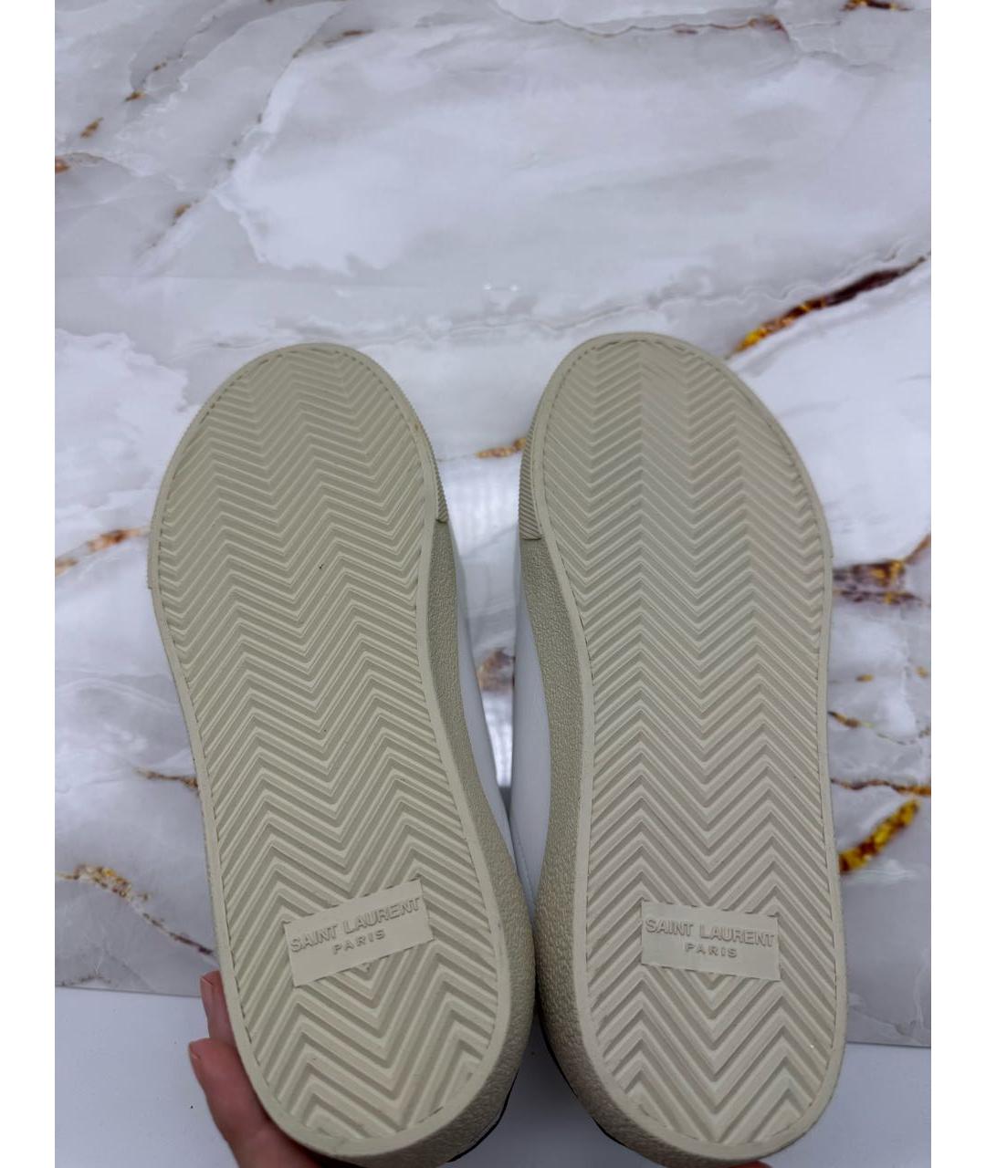 SAINT LAURENT Белые кожаные низкие кроссовки / кеды, фото 8