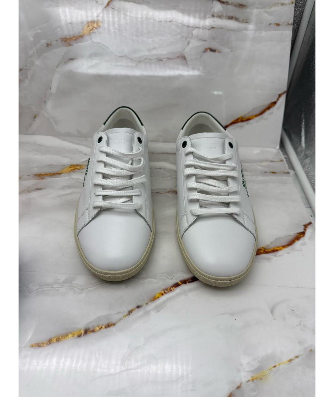 SAINT LAURENT Белые кожаные низкие кроссовки / кеды, фото 2