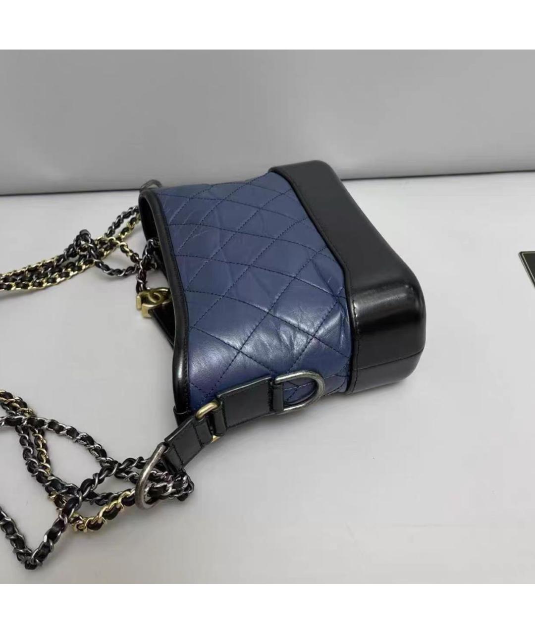 CHANEL Темно-синяя кожаная сумка через плечо, фото 4