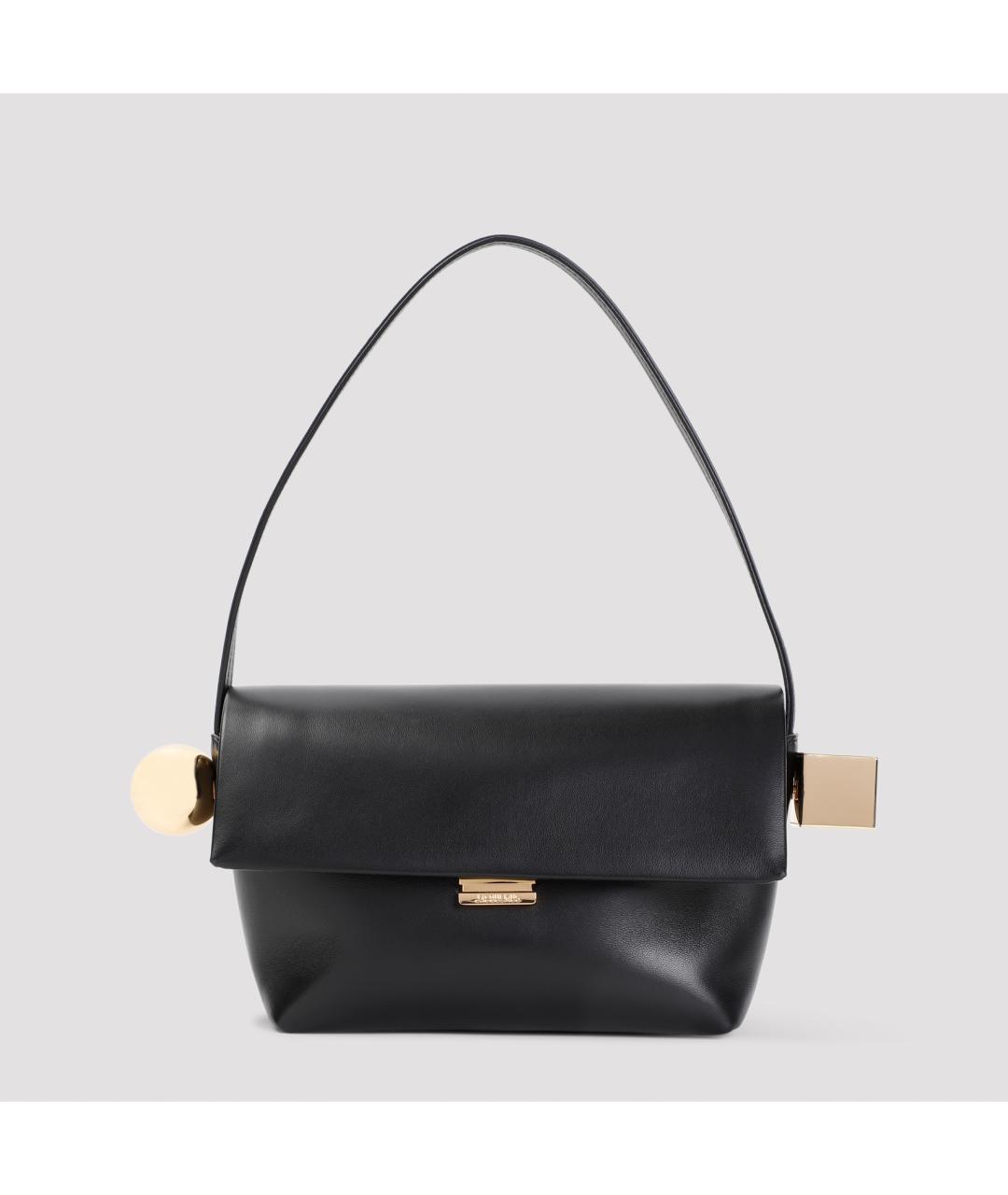 JACQUEMUS Черная кожаная сумка через плечо, фото 4