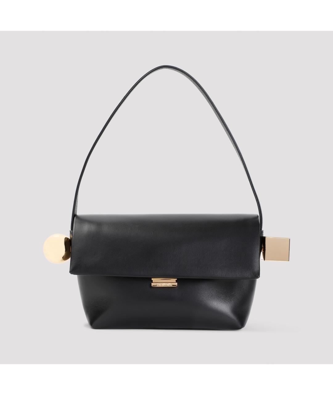 JACQUEMUS Черная кожаная сумка через плечо, фото 2