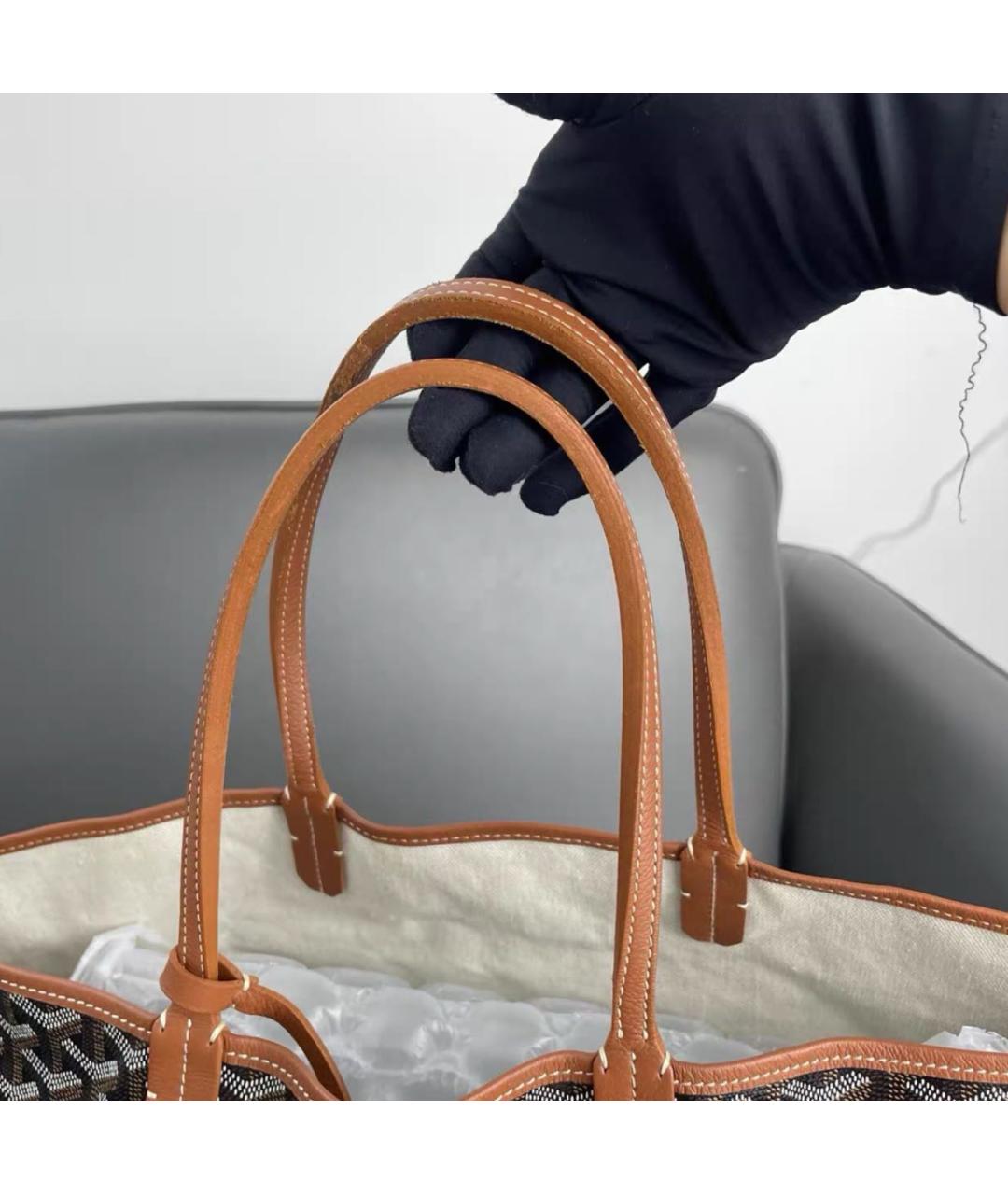 GOYARD Коричневая кожаная сумка тоут, фото 8