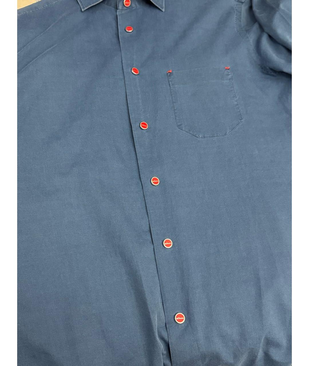 KITON Синяя хлопковая кэжуал рубашка, фото 4