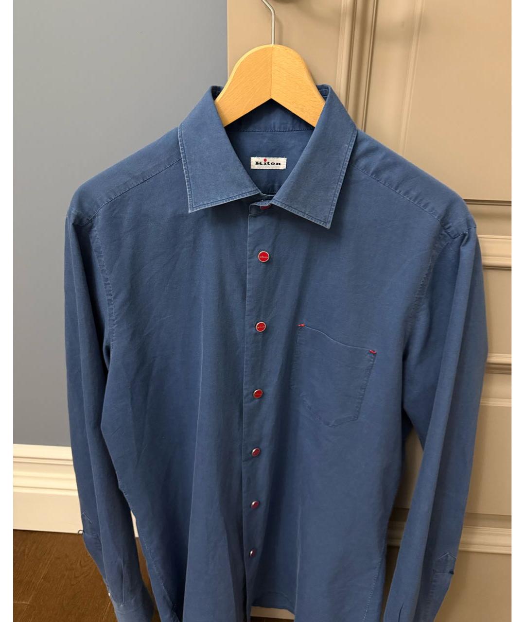 KITON Синяя хлопковая кэжуал рубашка, фото 3