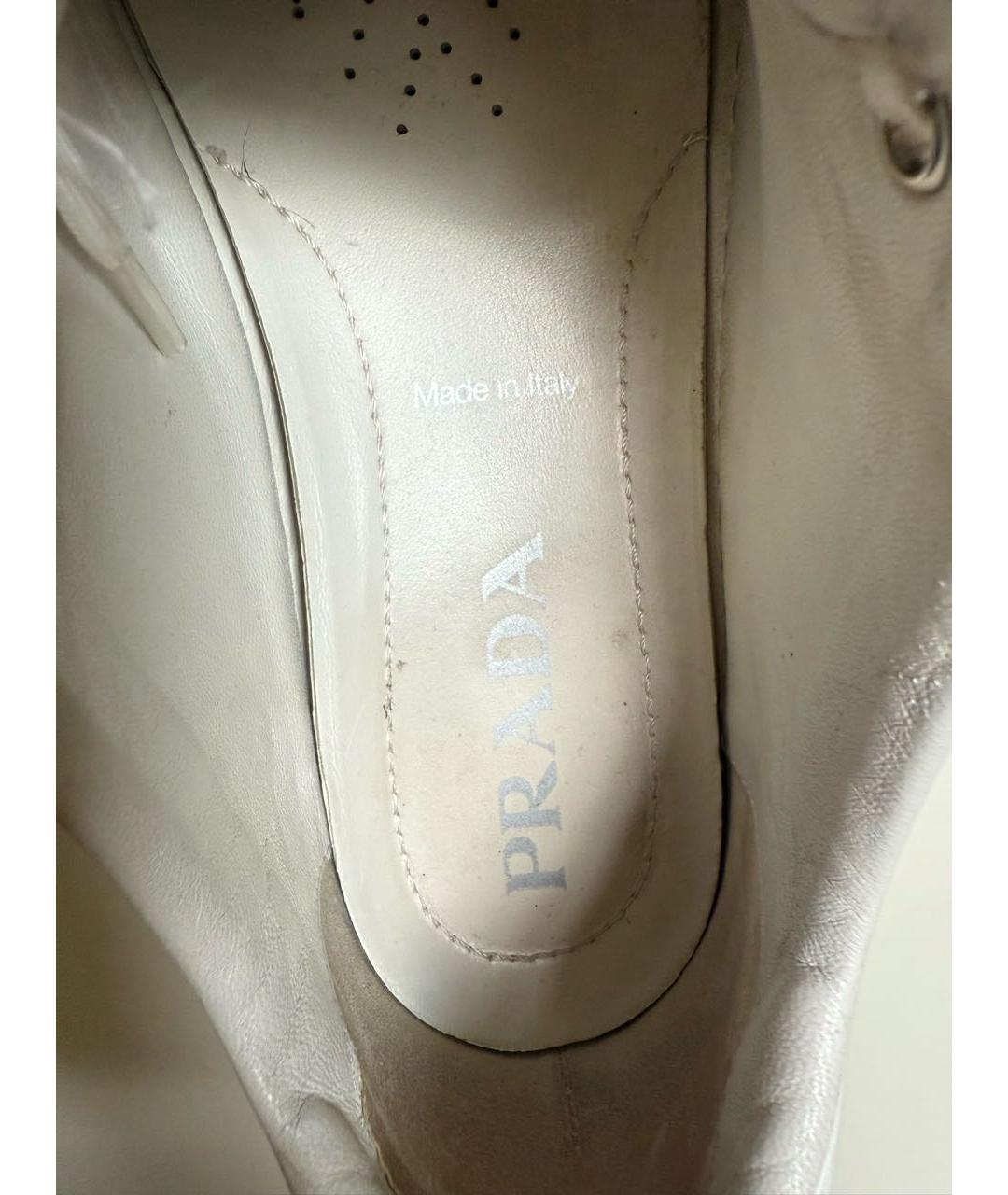 PRADA Белые кожаные кроссовки, фото 7