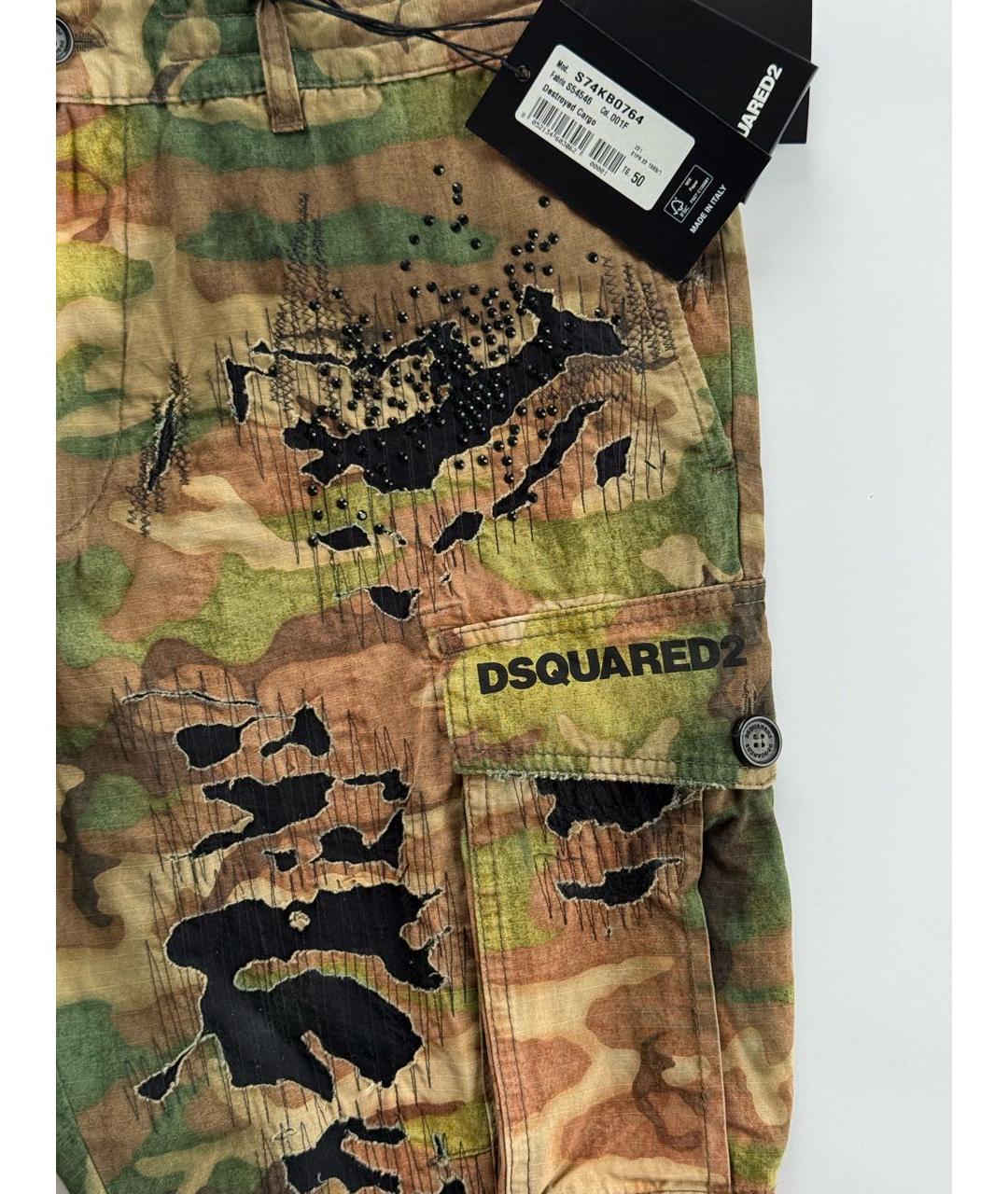 DSQUARED2 Хаки хлопковые повседневные брюки, фото 4