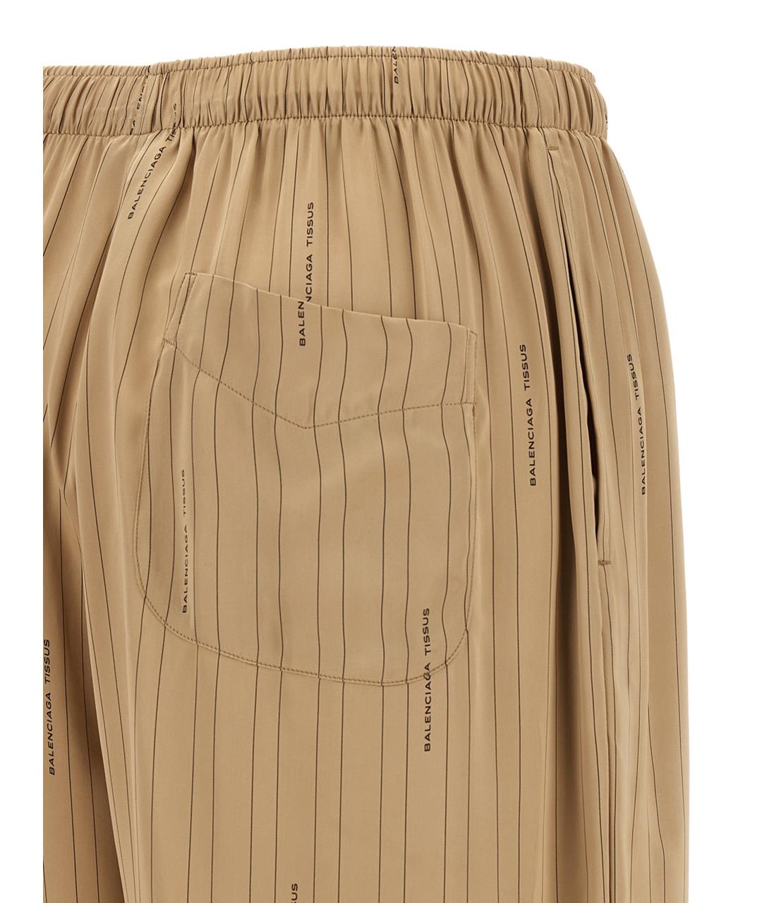 BALENCIAGA Бежевые вискозные прямые брюки, фото 4