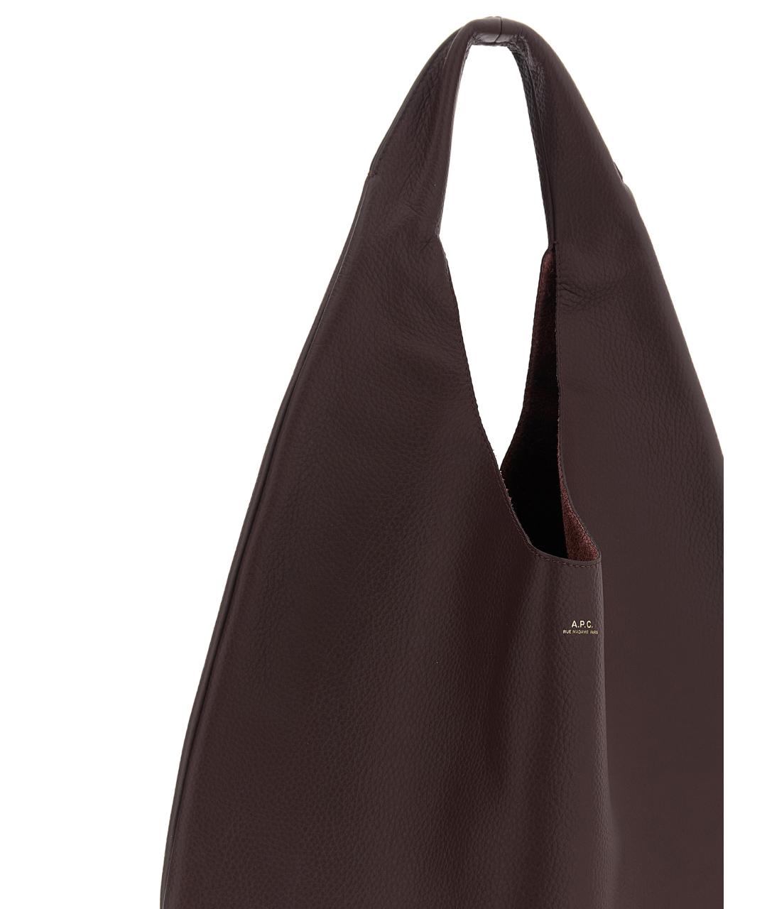 A.P.C. Бордовая кожаная сумка тоут, фото 3