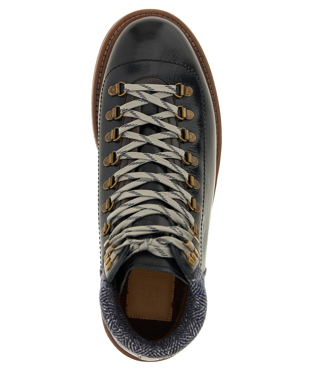 BRUNELLO CUCINELLI Черные кожаные высокие ботинки, фото 4