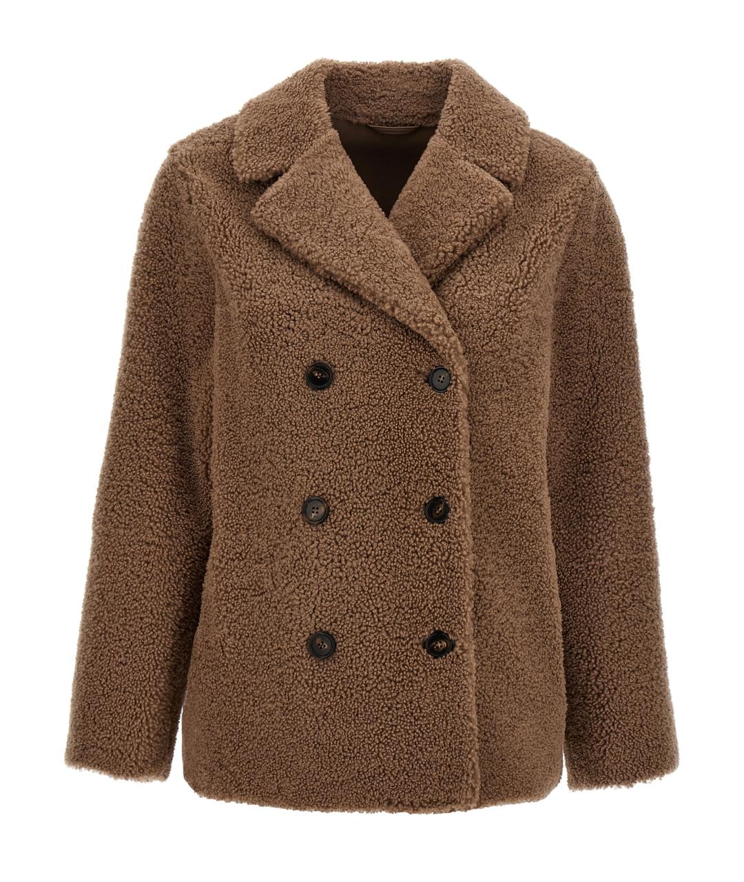 'S MAX MARA Бежевая шерстяная шуба, фото 1