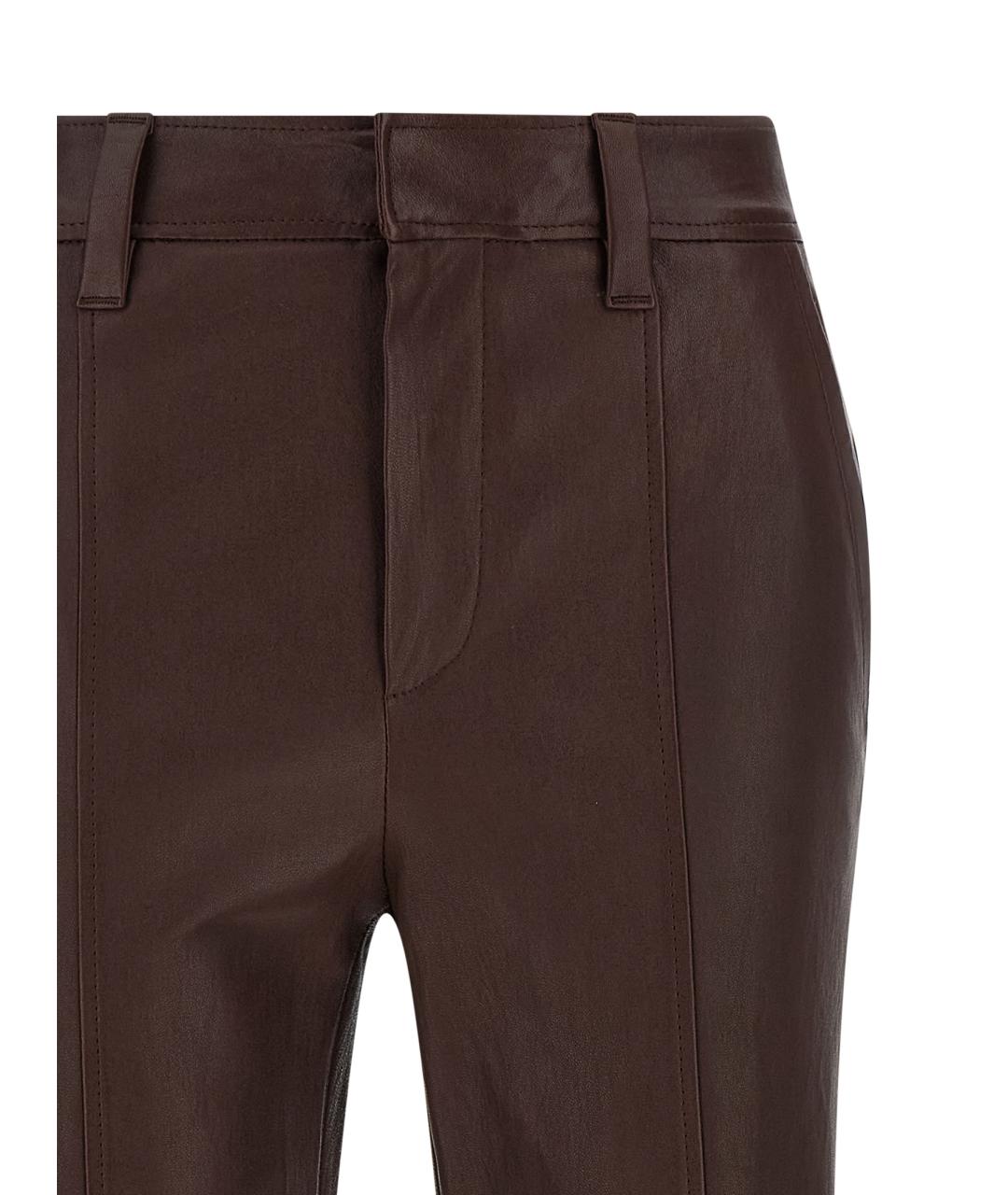 BRUNELLO CUCINELLI Коричневые кожаные прямые брюки, фото 3
