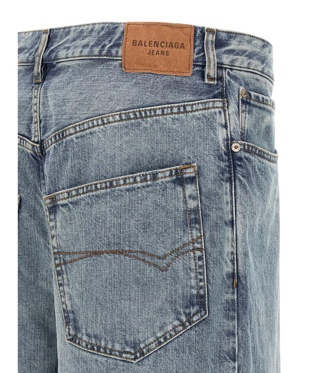 BALENCIAGA Голубые хлопковые прямые джинсы, фото 4