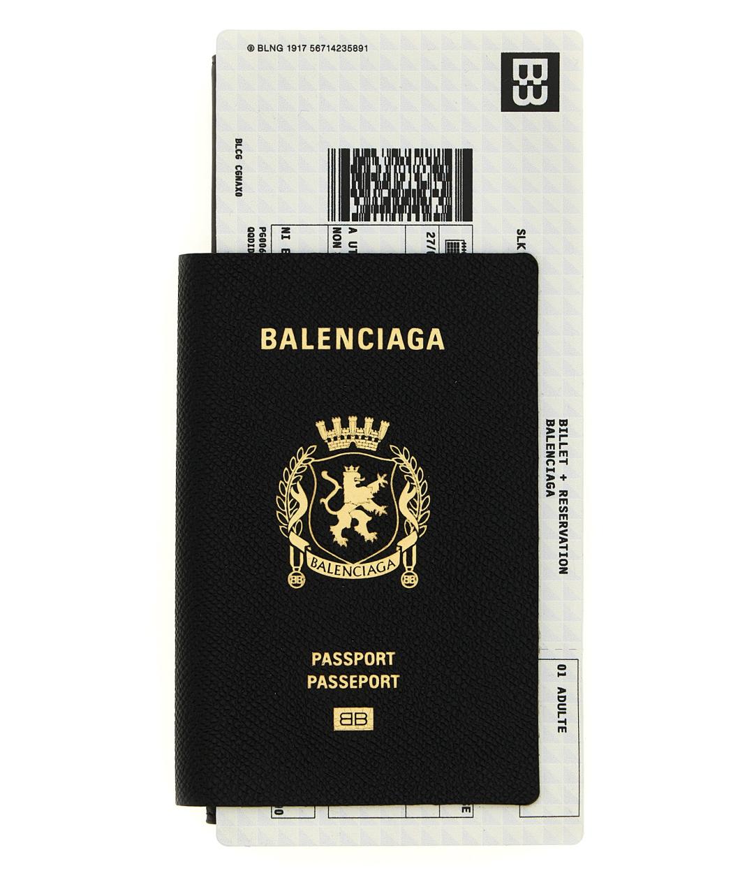 BALENCIAGA Черный кожаный кошелек, фото 1