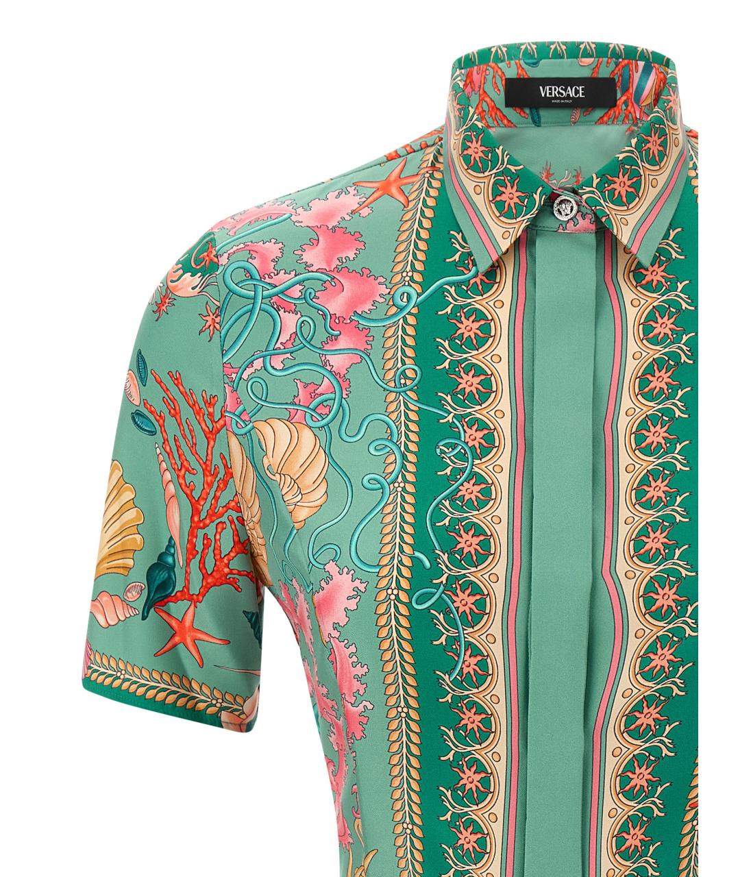 VERSACE Зеленые шелковое повседневное платье, фото 3