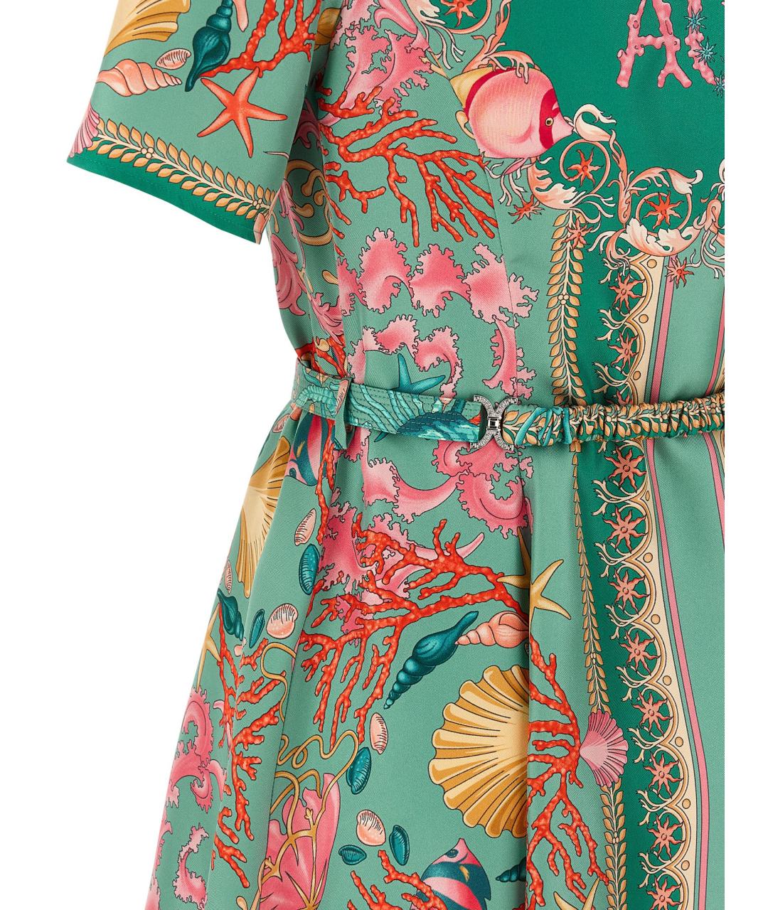 VERSACE Зеленые шелковое повседневное платье, фото 4