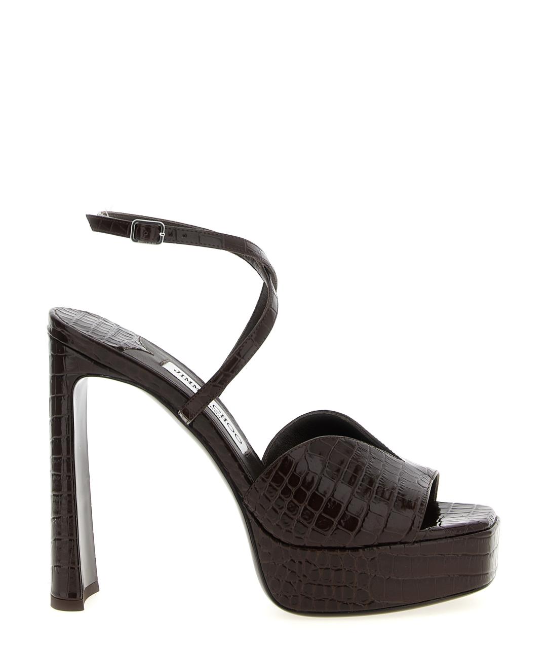 JIMMY CHOO Коричневые кожаные босоножки, фото 1