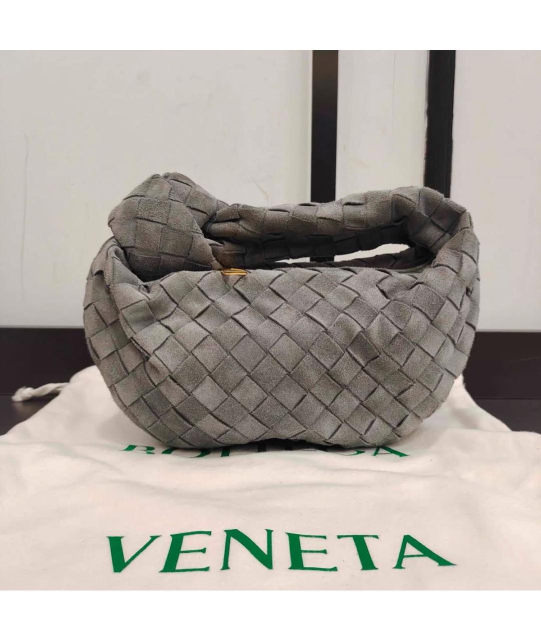BOTTEGA VENETA Серая замшевая сумка с короткими ручками, фото 7