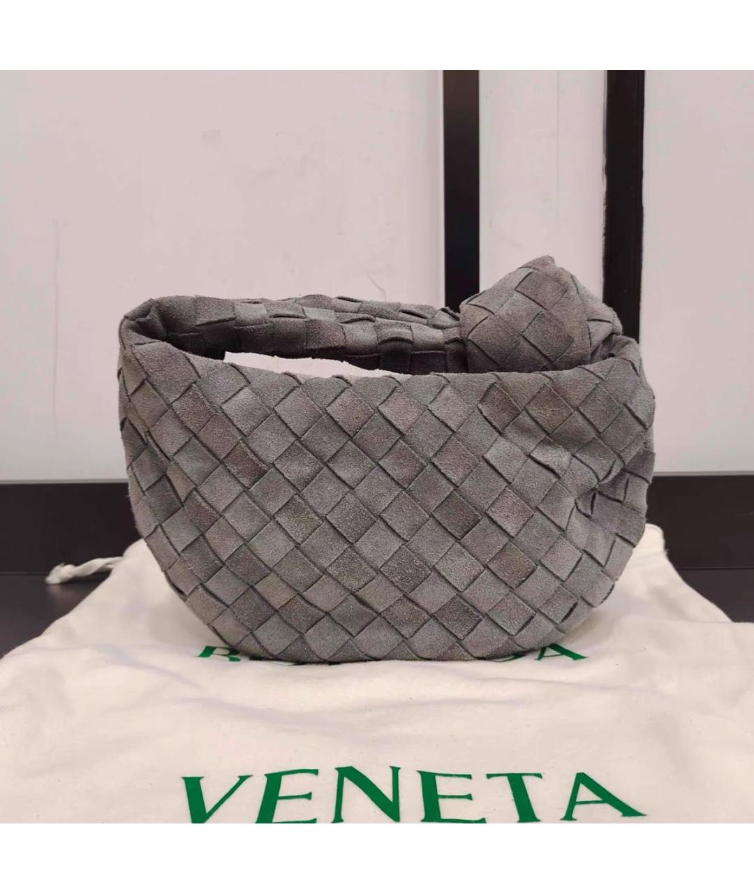 BOTTEGA VENETA Серая замшевая сумка с короткими ручками, фото 2