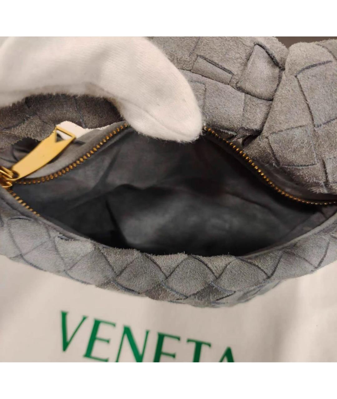 BOTTEGA VENETA Серая замшевая сумка с короткими ручками, фото 6