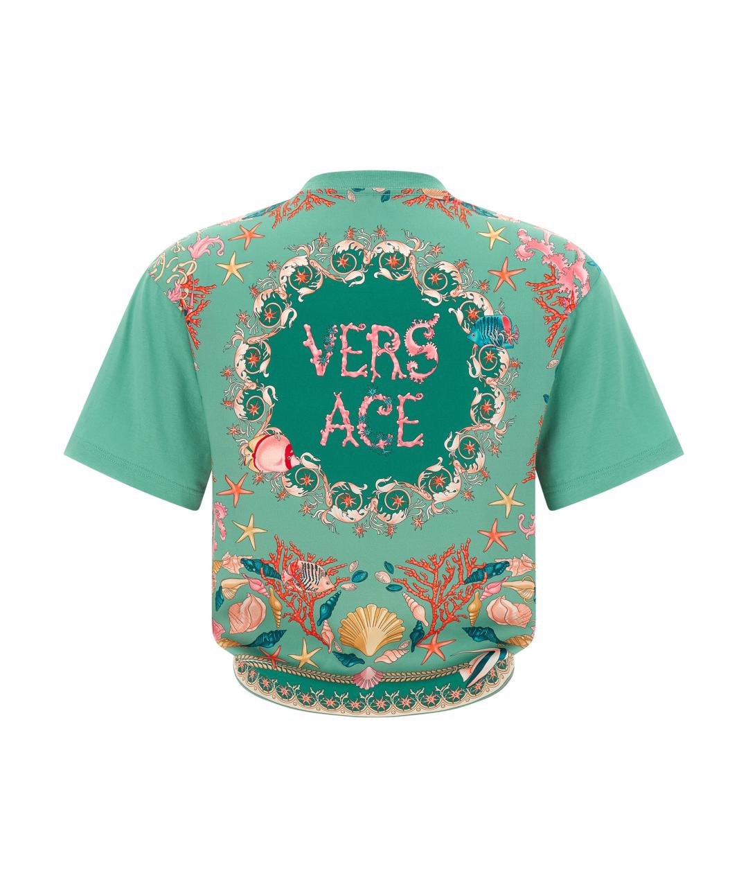 VERSACE Зеленая хлопковая футболка, фото 2