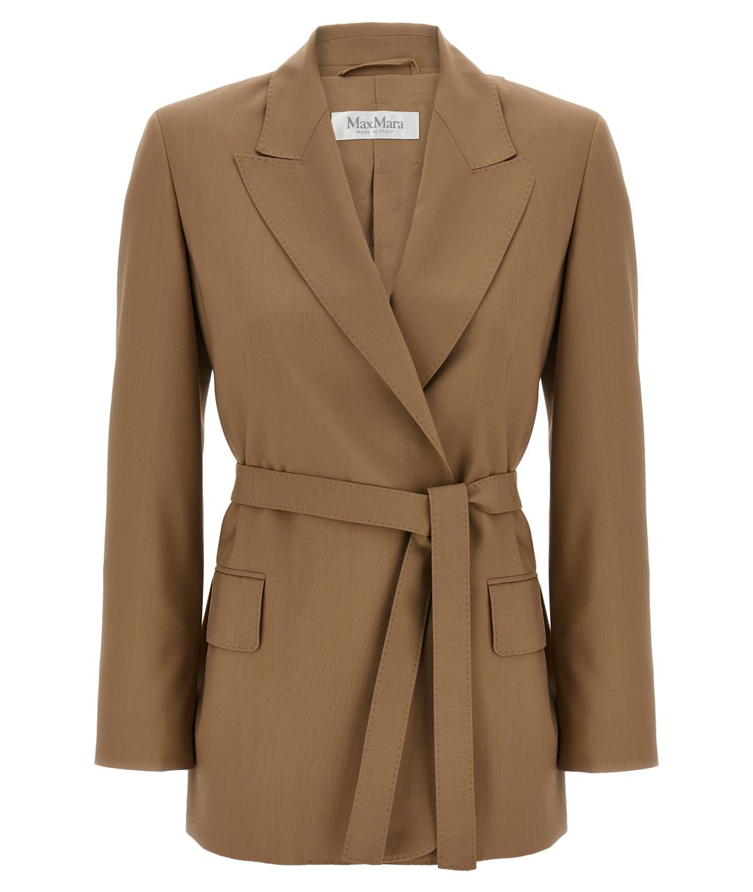 MAX MARA Коричневый шерстяной жакет/пиджак, фото 1