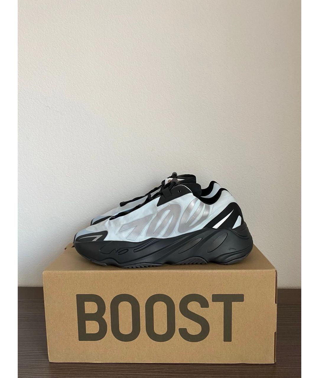 ADIDAS YEEZY Серебряные текстильные низкие кроссовки / кеды, фото 4
