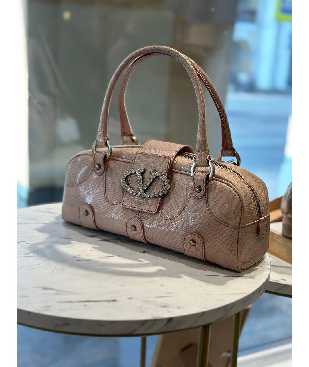 VALENTINO Розовая кожаная сумка с короткими ручками, фото 6