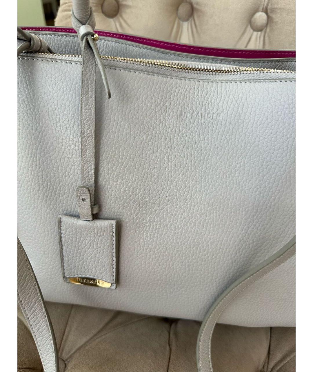 JIL SANDER Серая кожаная сумка с короткими ручками, фото 2