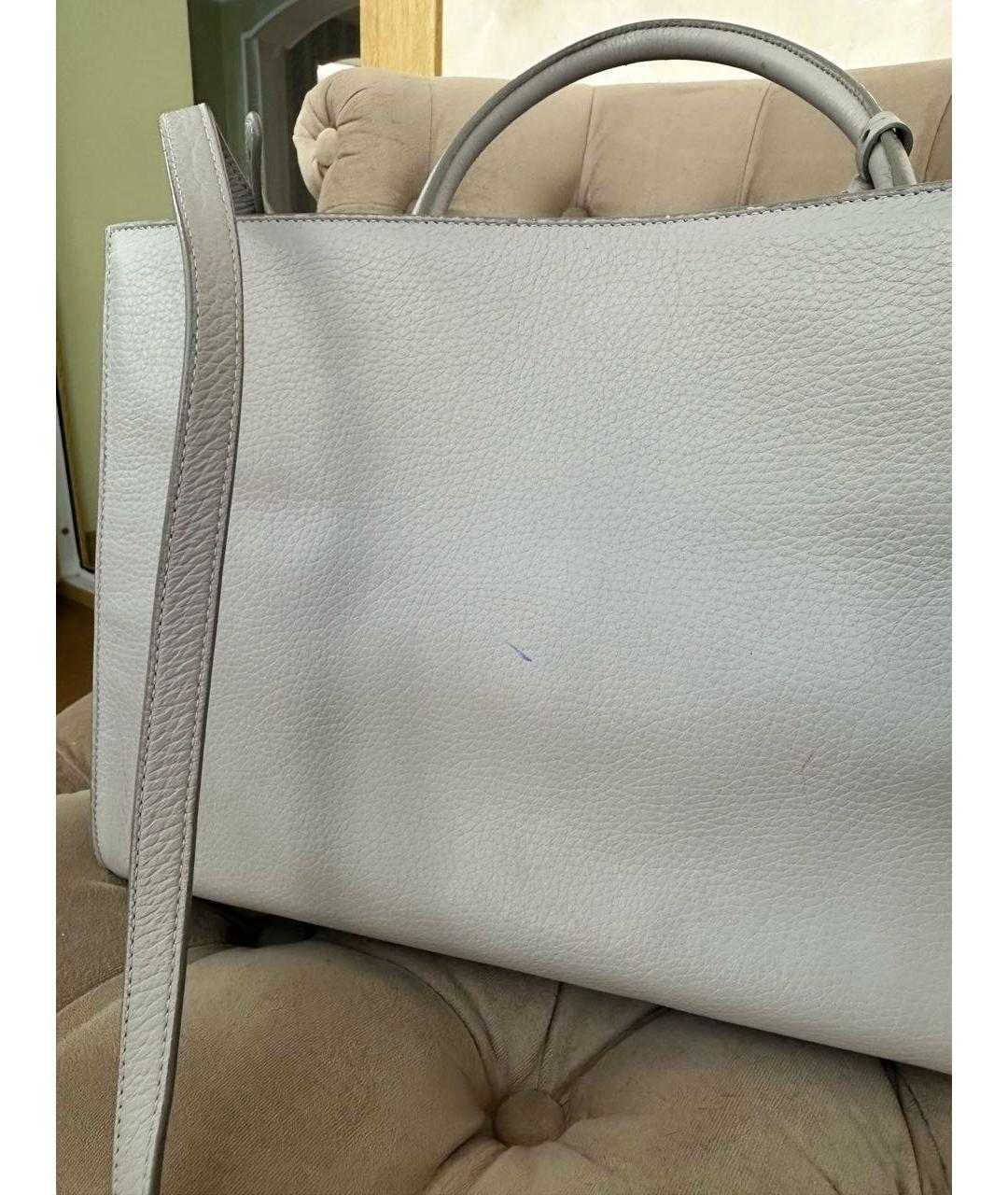 JIL SANDER Серая кожаная сумка с короткими ручками, фото 4