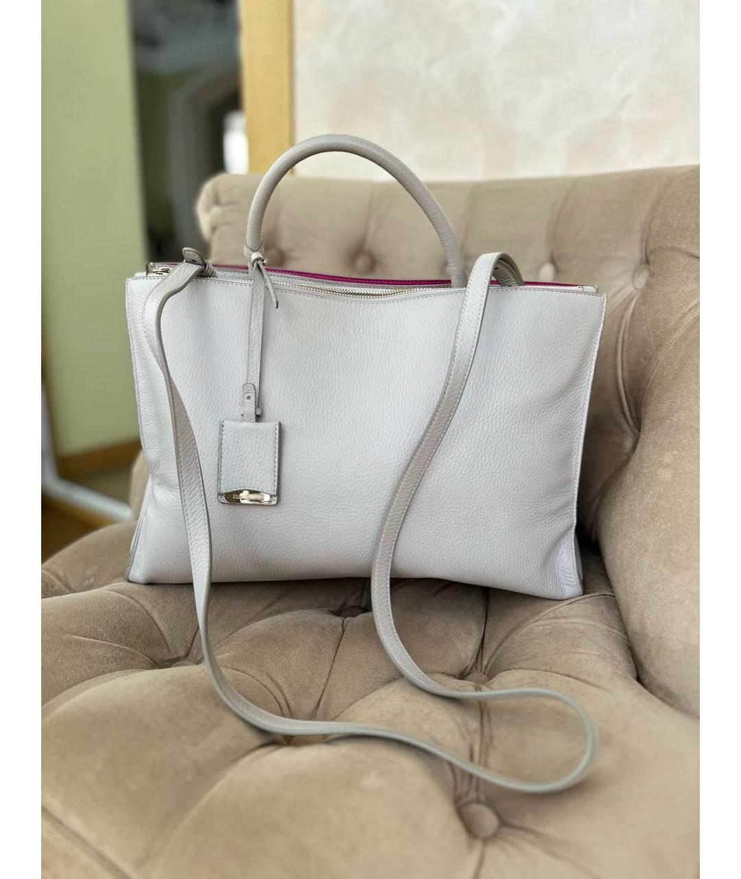 JIL SANDER Серая кожаная сумка с короткими ручками, фото 8