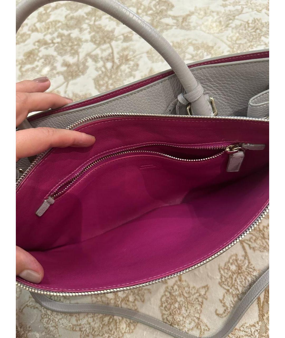 JIL SANDER Серая кожаная сумка с короткими ручками, фото 7