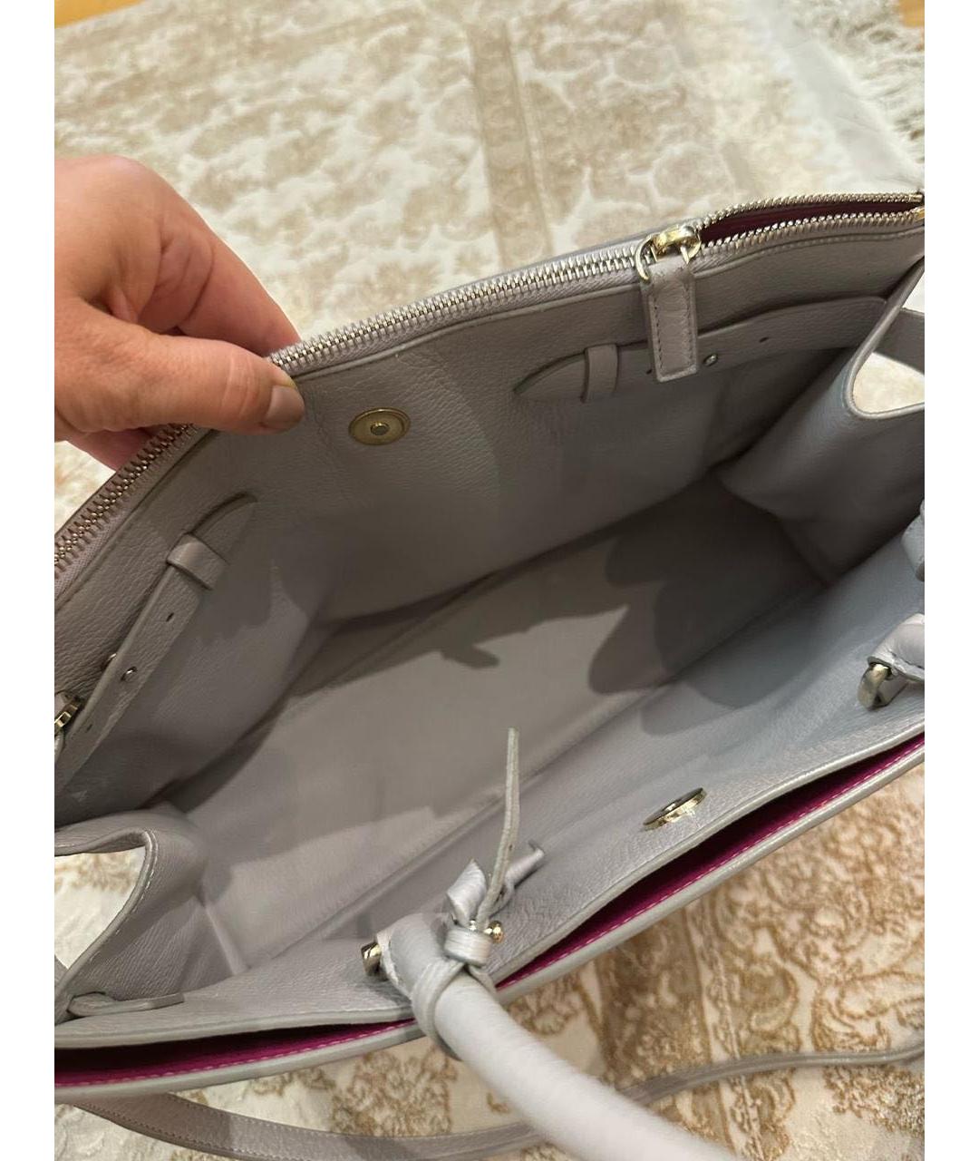 JIL SANDER Серая кожаная сумка с короткими ручками, фото 5