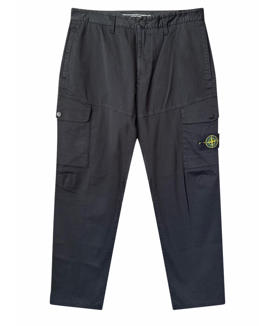 STONE ISLAND Черные хлопковые повседневные брюки, фото 1