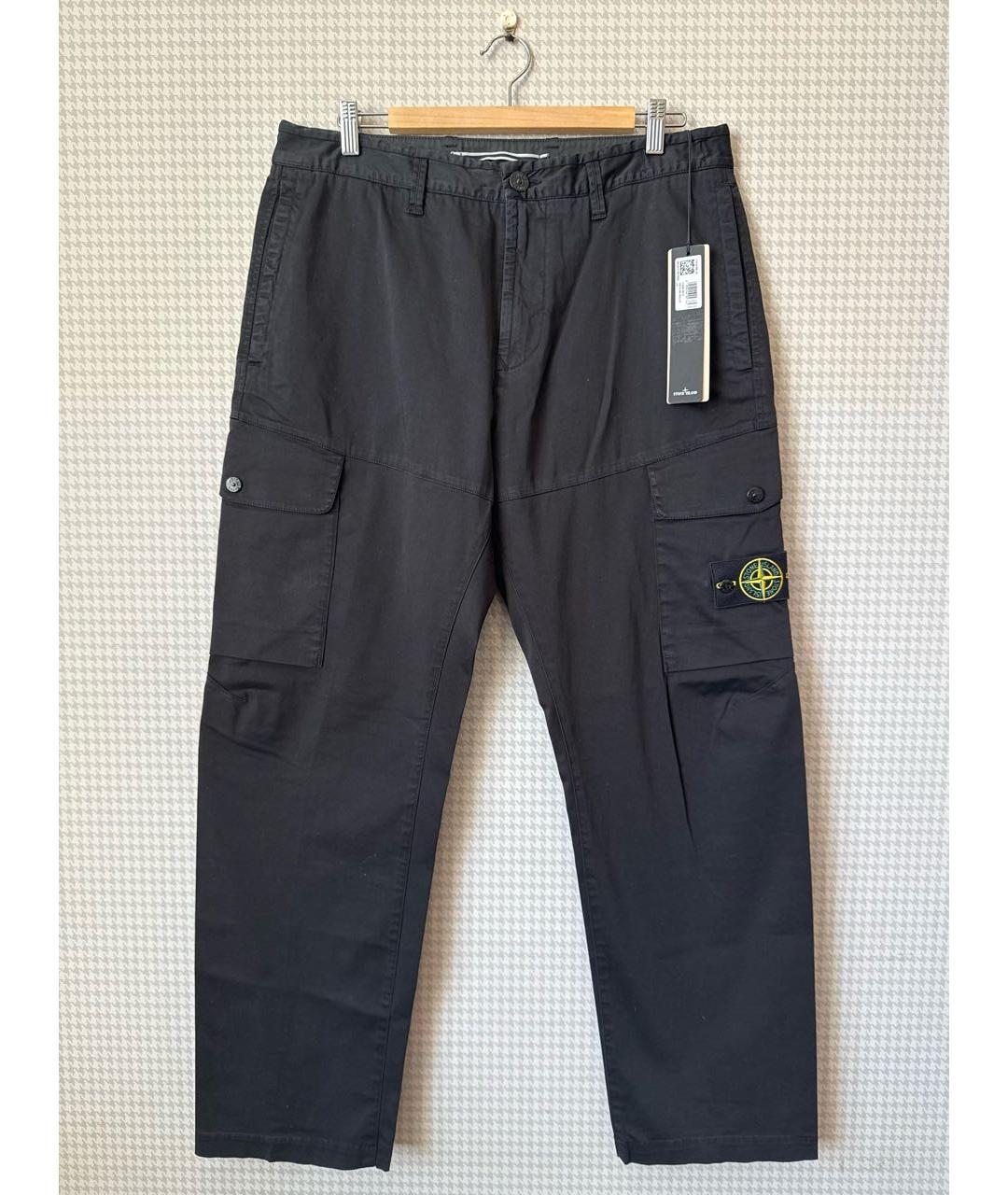 STONE ISLAND Черные хлопковые повседневные брюки, фото 9